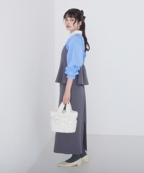 ワンピース 「美easy」ウーリッシュ ペプラム切替キャミワンピース「洗える」 VIS｜【WEB限定】【美easy】ウーリッシュ ペプラム切替キャミ