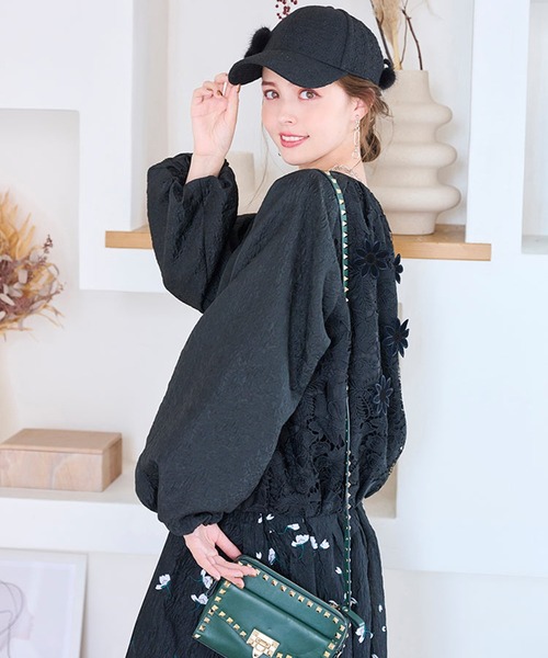 Chesty（チェスティ） ブルゾン アウター レース×ジャガードフラワー