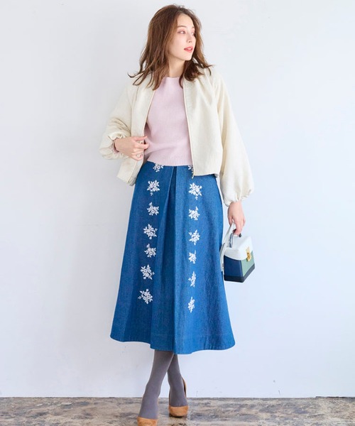 Chesty（チェスティ） ブルゾン アウター レース×ジャガードフラワー