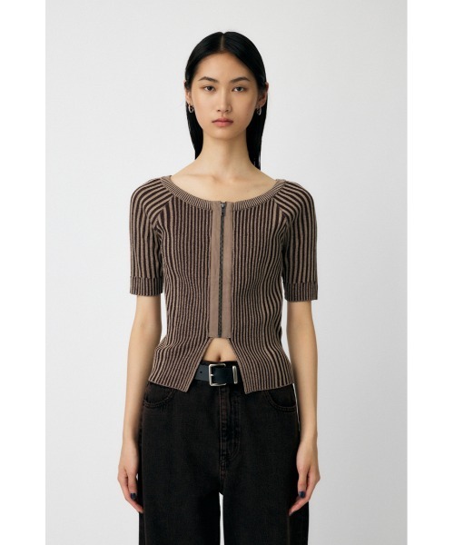 ニット/セーター SO FAR Rib Tops MOUSSY（マウジー） ニット セーター 「EC・一部店舗限定」ZIP UP RIB