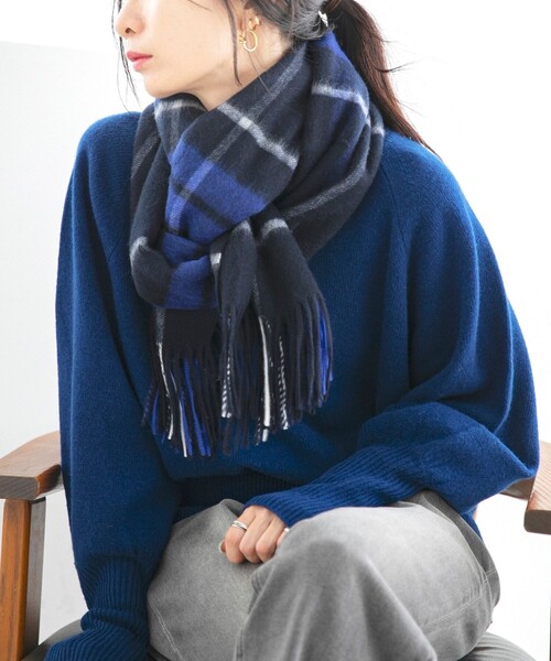 BRUNELLO CUCINELLI カシミヤ チェックストール　マフラー レディース 向け ブラウン カシミヤ＆シルク スパークリング ストール