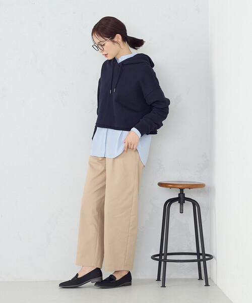 COMMEdes GARCONS GIRLネイビー 短丈 フーディー パーカーS COMME CA ISM（コムサイズム） パーカー ショート丈 パーカー