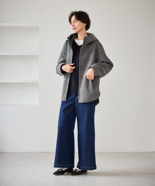 【チャコールグレー】ジャージーメルトンフーデッドブルゾン MEN'S MELROSE ブルゾン アウター ジャージーメルトンフーデッド