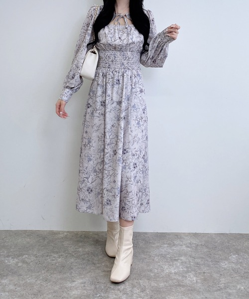 INGNI（イング） ワンピース 「WEB限定」デコルテオープン花柄
