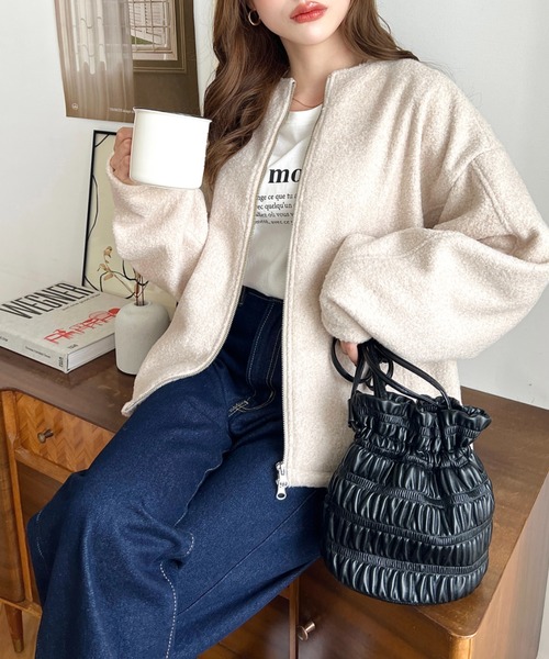 moment+ ジップアップブルゾン M アイボリー レディース : ZOZOTOWN