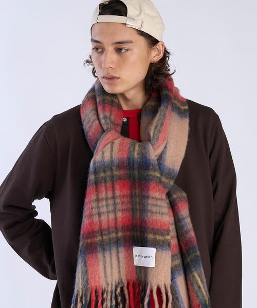 新品タグ　agnes b. アニエスベー　ウールマフラー　大判ストール　チェック To b. by agnes マフラー ストール ブロックチェック レディース