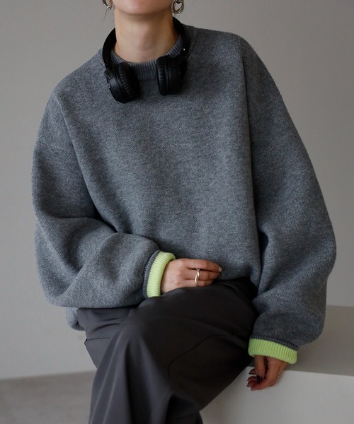 meilmada ニット セーター バイカラーニットプルオーバー レディース