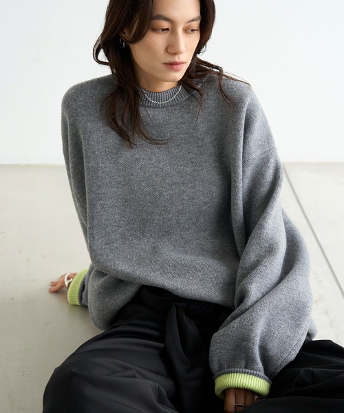 meilmada ニット セーター バイカラーニットプルオーバー レディース