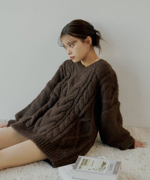 Chico（チコ） ワンピース ケーブルVルーズニットワンピース