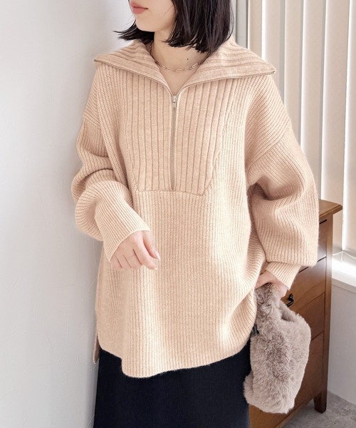 reca（レカ） ニット セーター ハーフジップニット レディース