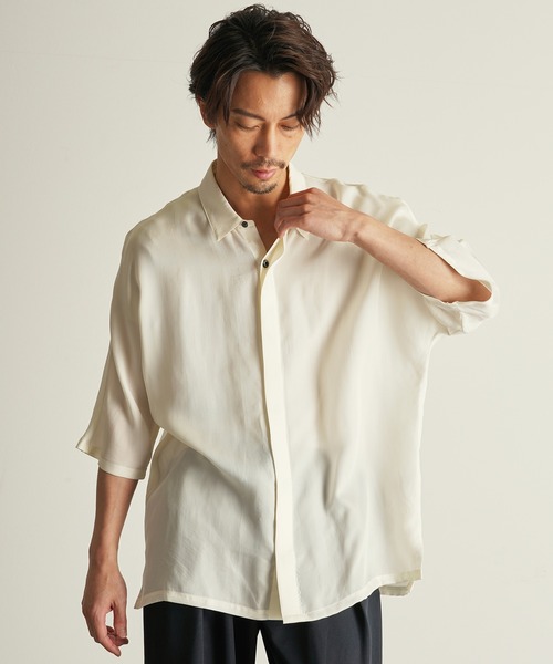 「CUSTOM CULTURE」 7分袖シャツ 4 ベージュ メンズ_画像2