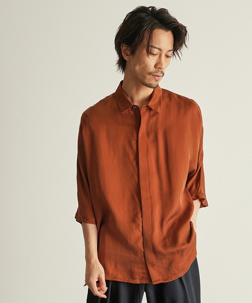 「CUSTOM CULTURE」 7分袖シャツ 4 ベージュ メンズ_画像3