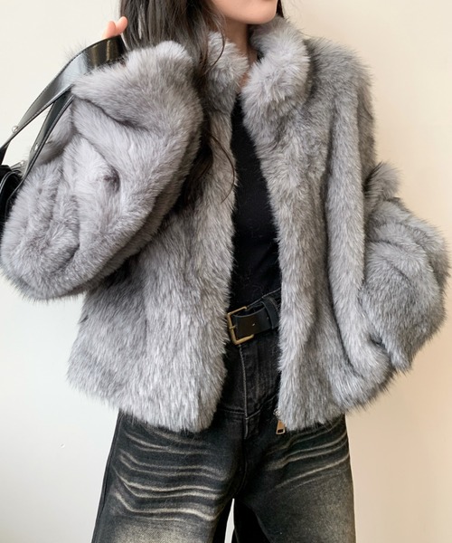 SHEENA（シーナ） コート アウター スタンドカラーフェイクファー