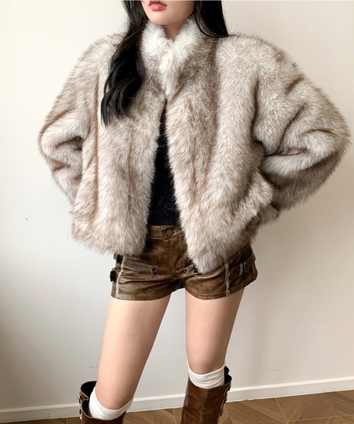 SHEENA（シーナ） コート アウター スタンドカラーフェイクファー