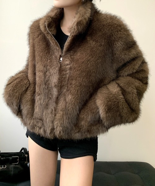 SHEENA（シーナ） コート アウター スタンドカラーフェイクファー