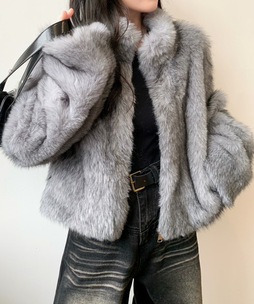 SHEENA（シーナ） コート アウター スタンドカラーフェイクファー