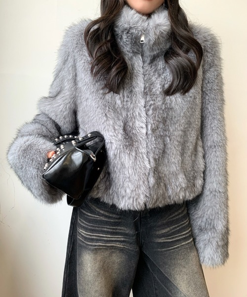 SHEENA（シーナ） コート アウター スタンドカラーフェイクファー