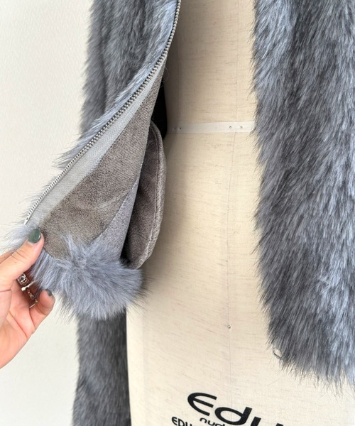 SHEENA（シーナ） コート アウター スタンドカラーフェイクファー