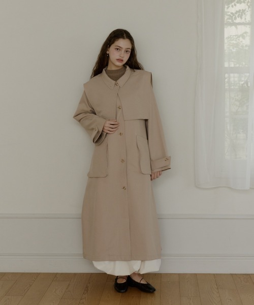 【さと】【新品未使用】LOUNIE ロング トレンチコート アウター OLUN トレンチコート コート 3way long trench coat/3wayロング