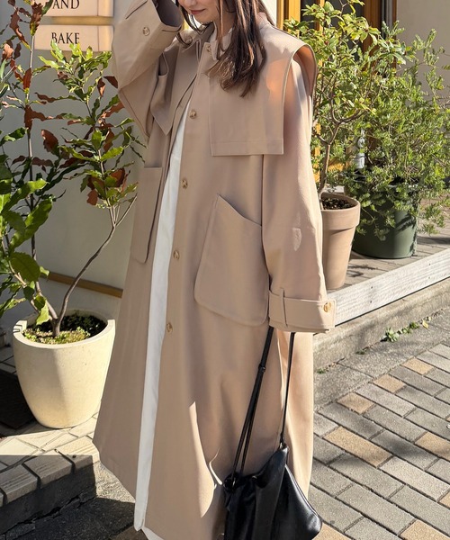 OLUN ロングトレンチコート ブラウン Ｍサイズ OLUN トレンチコート コート 3way long trench coat/3wayロング