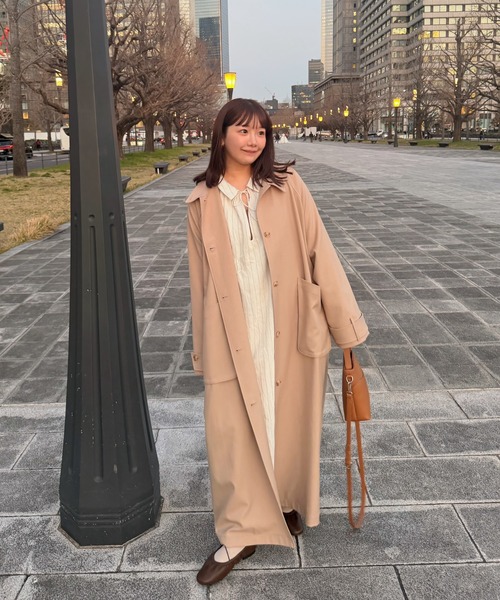 OLUN 3way ロングトレンチコート ベージュ M きりまる OLUN トレンチコート コート 3way long trench coat/3wayロング