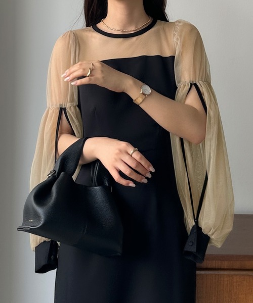 「Louere」 長袖ワンピース SMALL ライトベージュ レディース_画像4