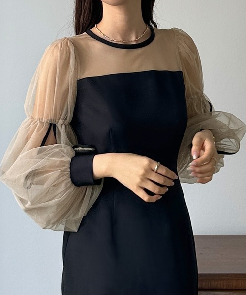 「Louere」 長袖ワンピース SMALL ライトベージュ レディース_画像9