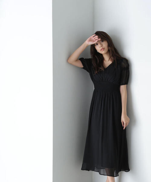 「NATURAL BEAUTY BASIC」 半袖ワンピース MEDIUM ブルー レディースの画像
