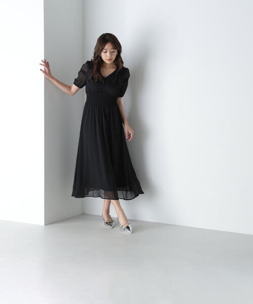 「NATURAL BEAUTY BASIC」 半袖ワンピース MEDIUM ブルー レディースの画像