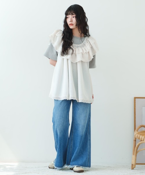 「eLur」 半袖Tシャツ FREE グレー レディース_画像6