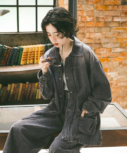 こあらniko and ... デニムジャケット フリーサイズ niko and…（ニコアンド） デニムジャケット FREE チャコール