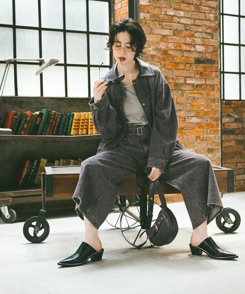 niko and…（ニコアンド） デニムジャケット FREE チャコール