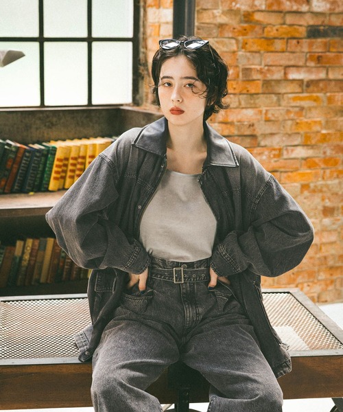 niko and…（ニコアンド） デニムジャケット FREE チャコール