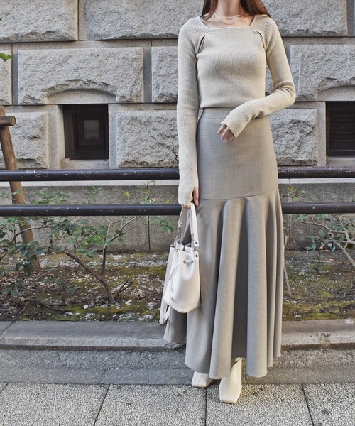 「Reurie'」 長袖ニット FREE ネイビー レディース_画像4