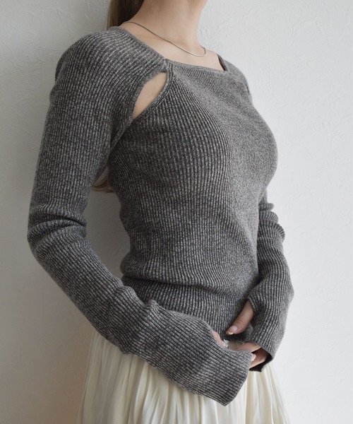 「Reurie'」 長袖ニット FREE ネイビー レディース_画像7