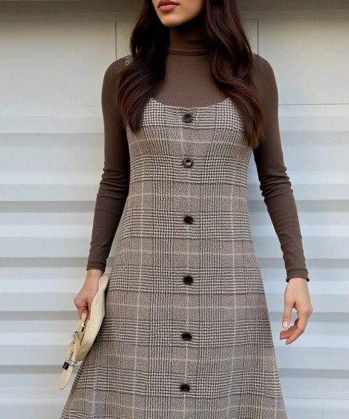 「cammie」 キャミソールワンピース L ブラウン レディース_画像2