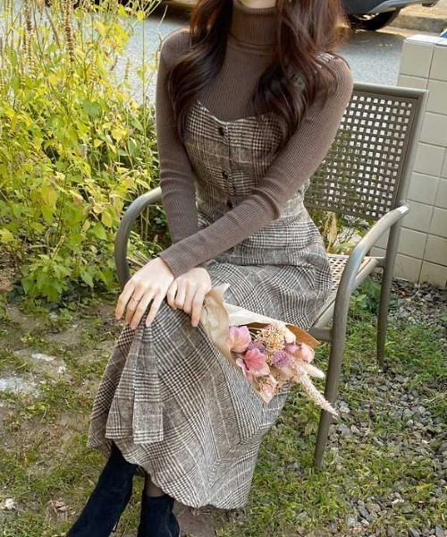 「cammie」 キャミソールワンピース L ブラウン レディース_画像7