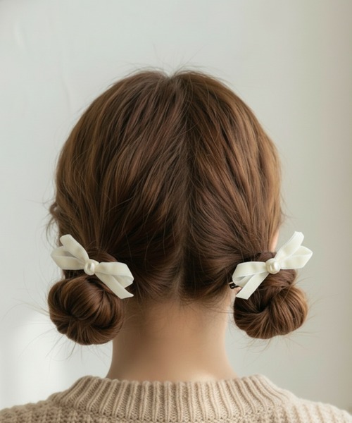 Lady Rora ヘアクリップ マロン リボン ヘアクリップ 2個セット