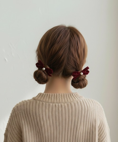 Lady Rora ヘアクリップ マロン リボン ヘアクリップ 2個セット