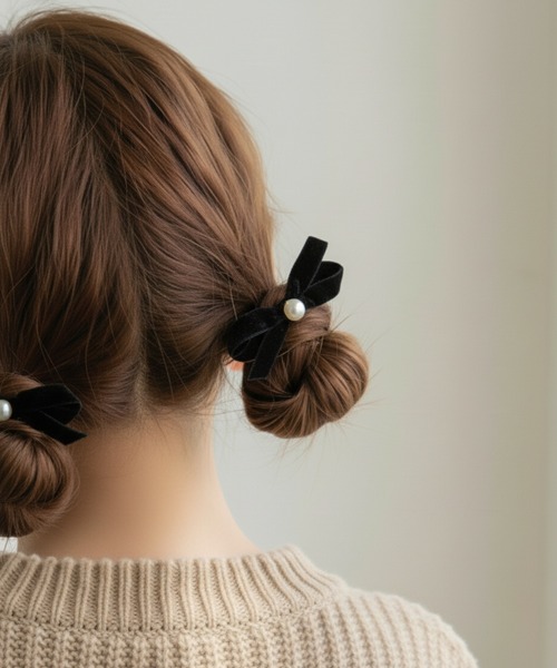 Lady Rora ヘアクリップ マロン リボン ヘアクリップ 2個セット