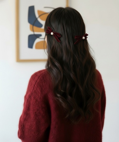 Lady Rora ヘアクリップ マロン リボン ヘアクリップ 2個セット