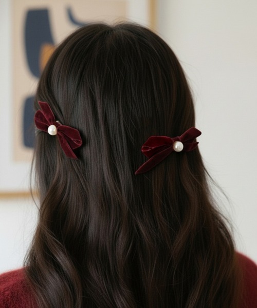 ヘアアクセサリー Maron Lady Rora ヘアクリップ マロン リボン ヘアクリップ 2個セット