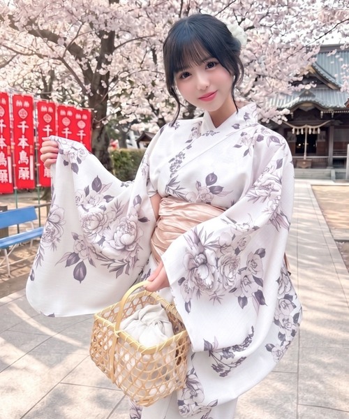 Ada. 浴衣 着付けのいらない 浴衣 3点セット 「ワントーンで大人っぽ