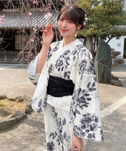 Ada. 浴衣 着付けのいらない 浴衣 3点セット 「ワントーンで大人っぽ