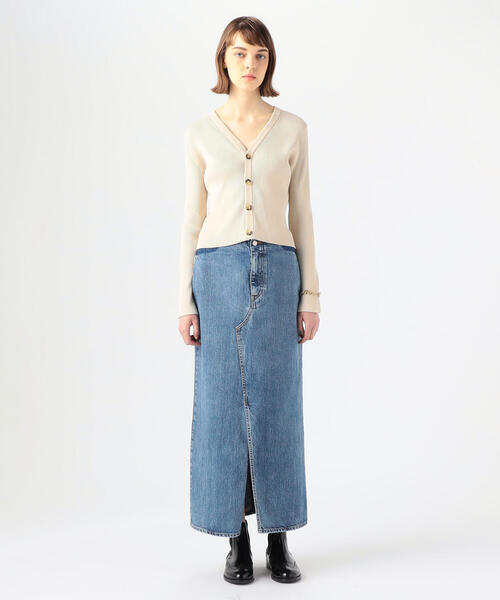 「MACPHEE」 ニットカーディガン S ベージュ レディース_画像5