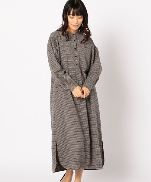 「liflattie ships」 長袖ワンピース MEDIUM ブラウン レディース_画像3