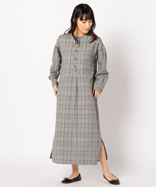 「liflattie ships」 長袖ワンピース MEDIUM ブラウン レディース_画像9