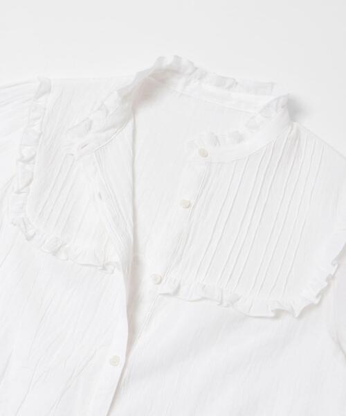 ホワイトピンタックシャツ フリル袖 新品、未使用 URBAN RESEARCH Sonny Label ブラウス シャツ 「WEB限定」スタンド