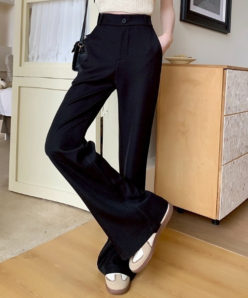 スラックス パンツ ハイウエストセミフレアスラックス レディース | LACーVERT | 04