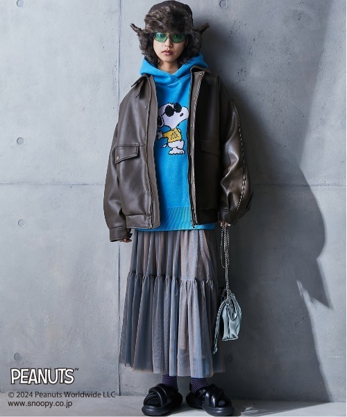 「PEANUTS」 プルオーバーパーカー 4L グレー レディース_画像5